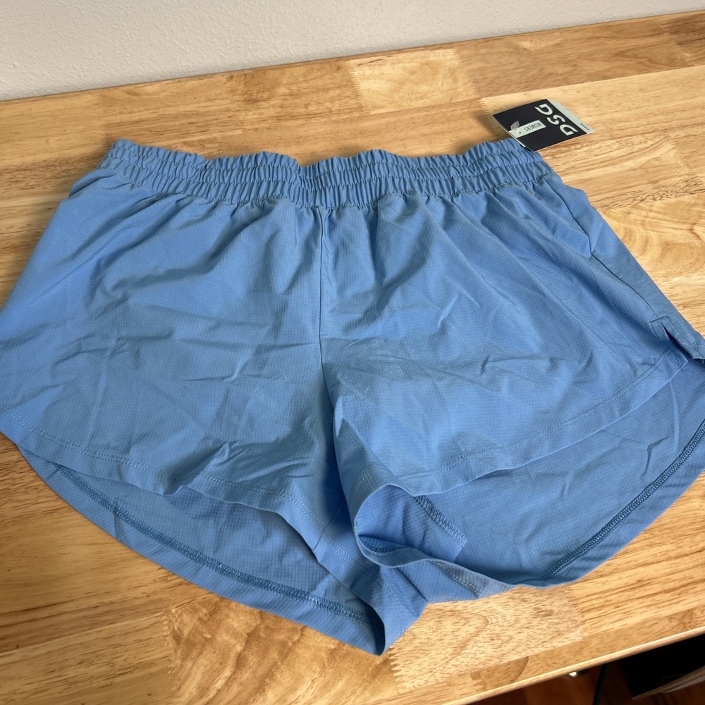 DSG Women Pacific Blue Stride Mid Rise Lined Running Shorts 3in Inseam Med NWT